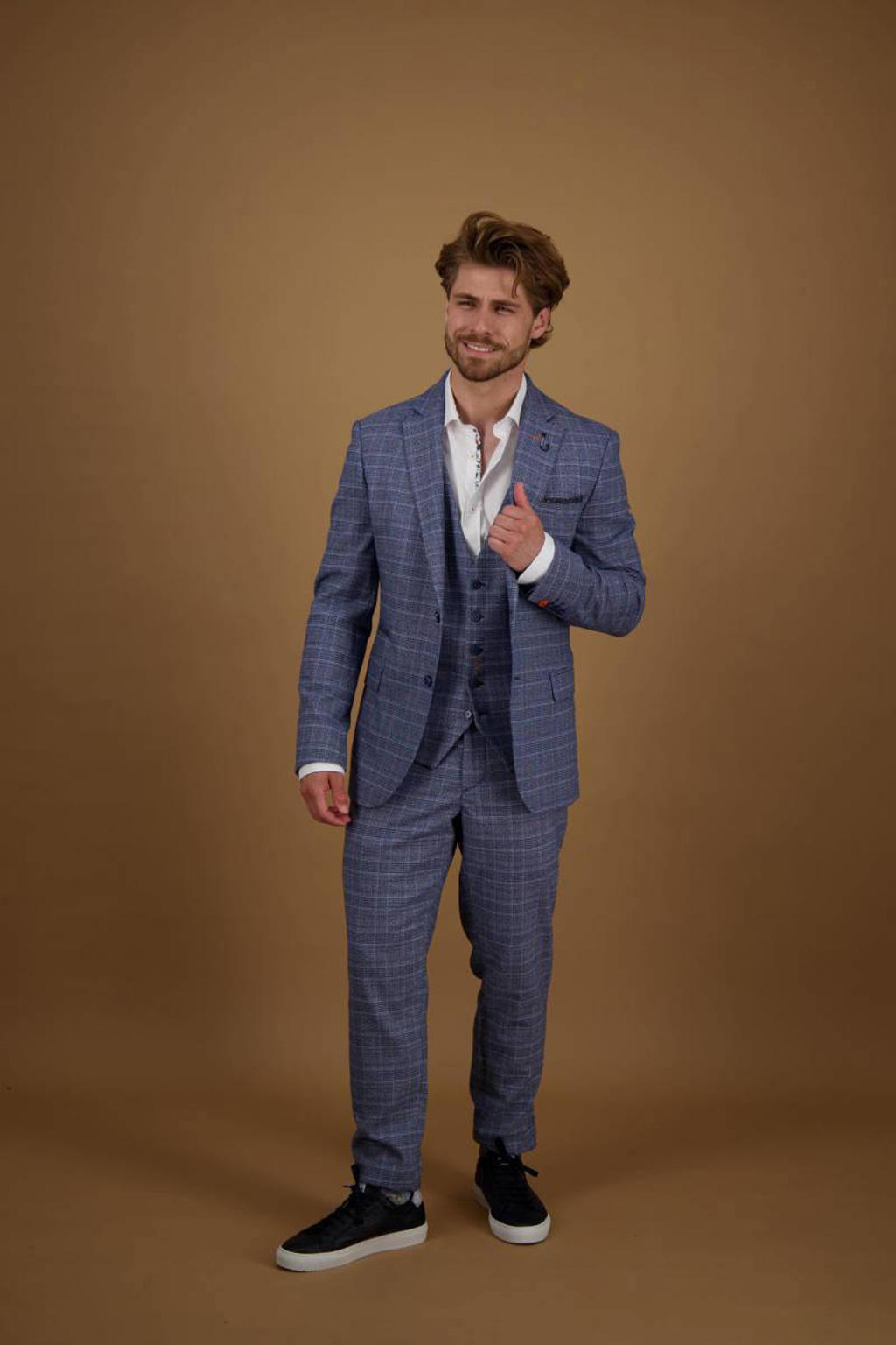 A fish named Fred geruit regular fit colbert blue | wehkamp