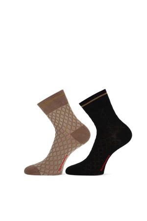 sokken Alix - set van 2 zwart/bruin