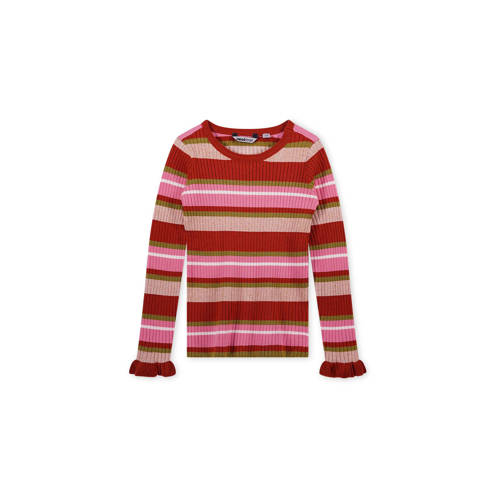 Moodstreet gestreepte longsleeve rood/roze/beige afbeelding