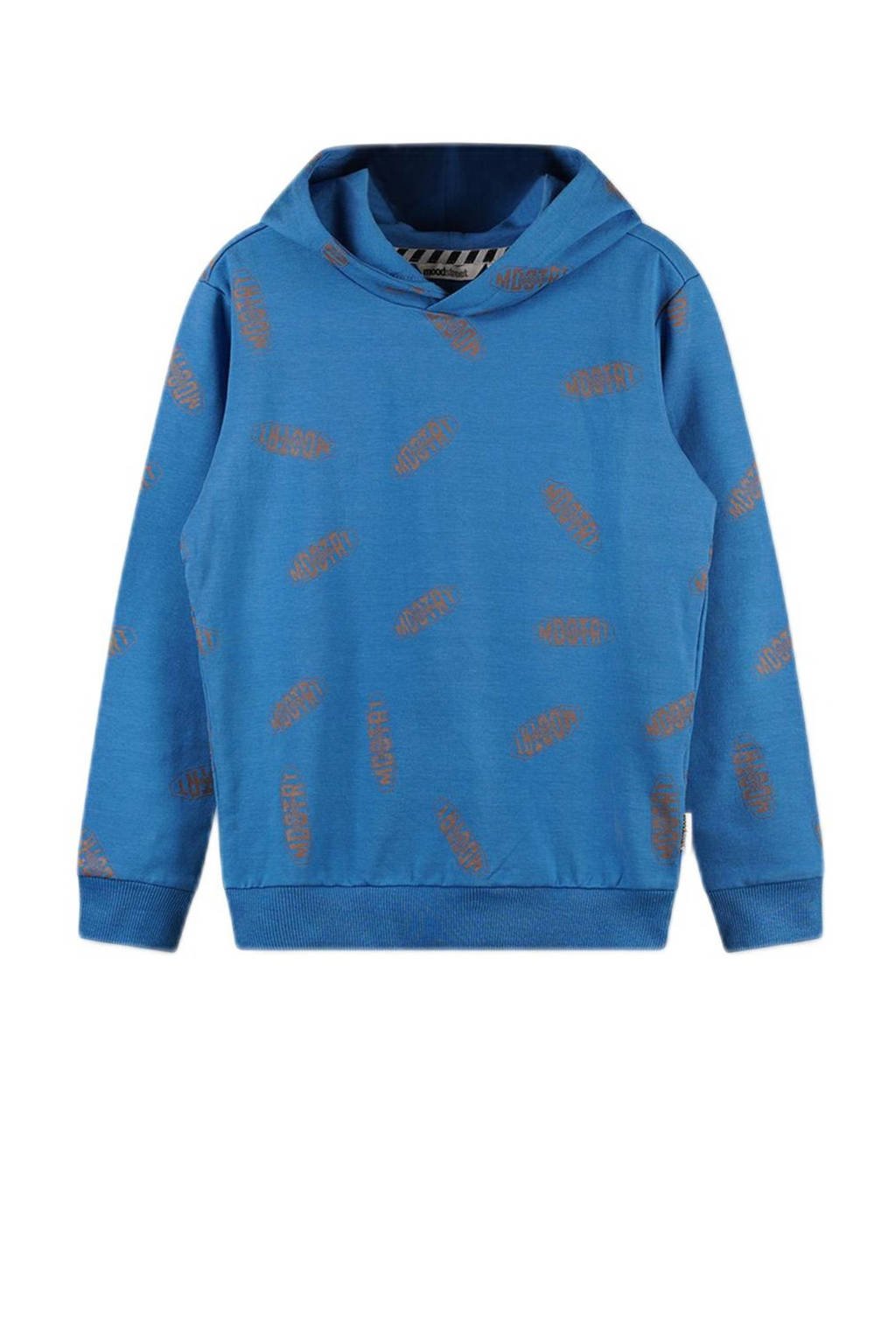 hoodie met all over print felblauw