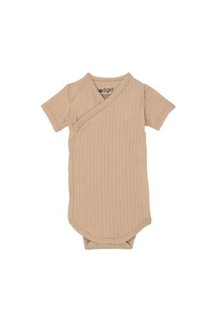 romper met overslag Seersucker Beige