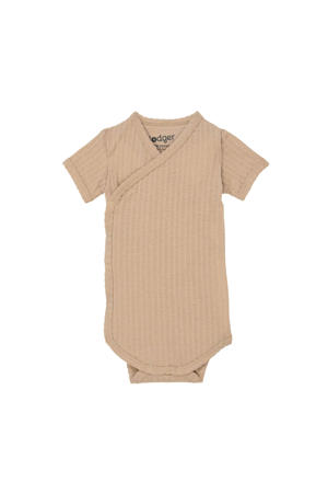 romper met overslag Seersucker Beige