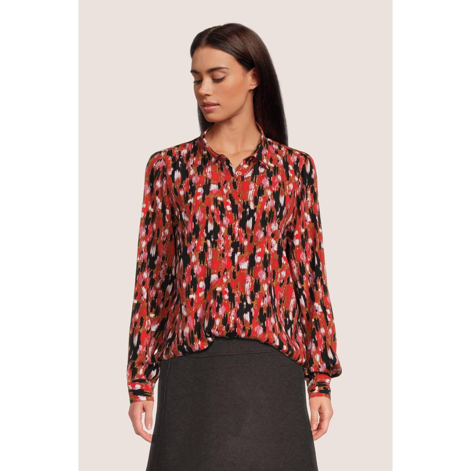 ICHI blouse IHULLAMAY met all over print rood