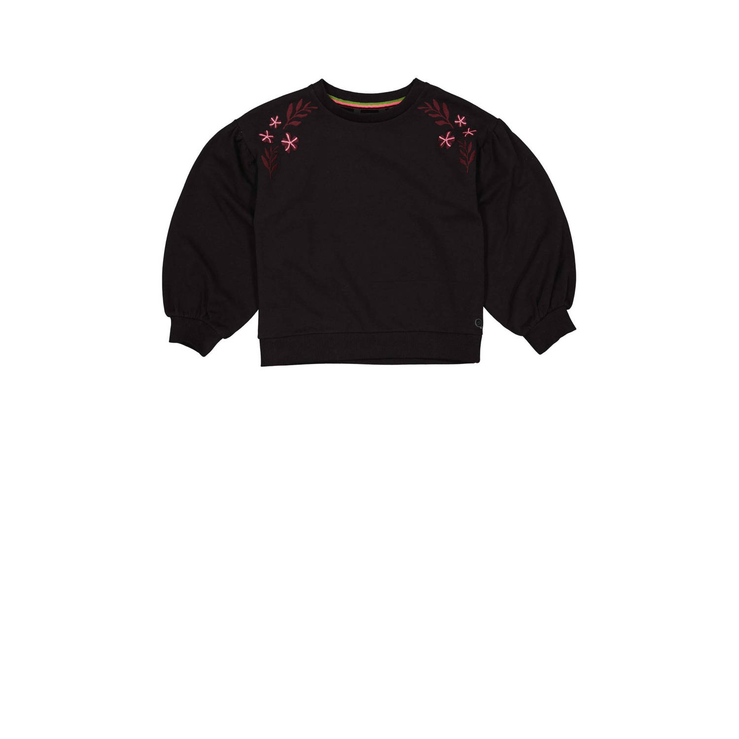 Quapi sweater AMELY zwart Meisjes Katoen Ronde hals 110 116