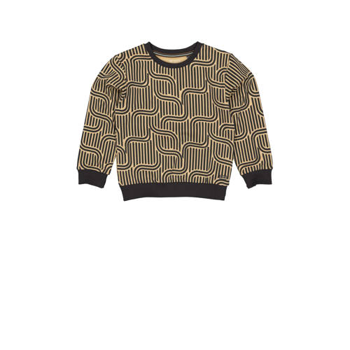 Quapi sweater ALESO met all over print beige/antraciet