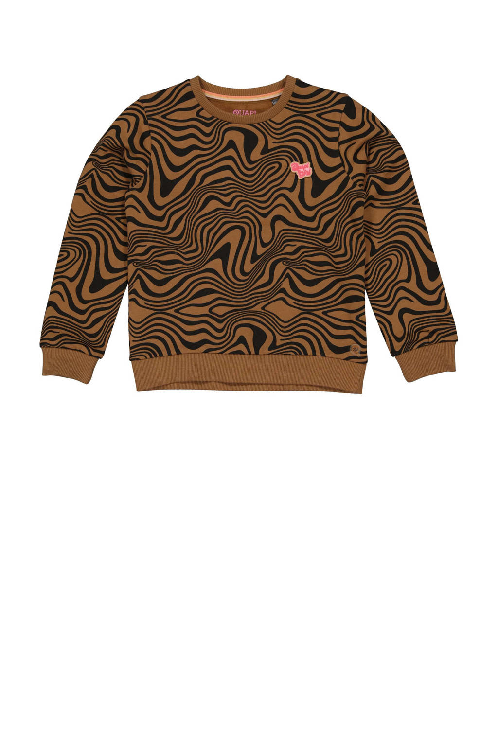 sweater AMARA met all over print bruin/zwart