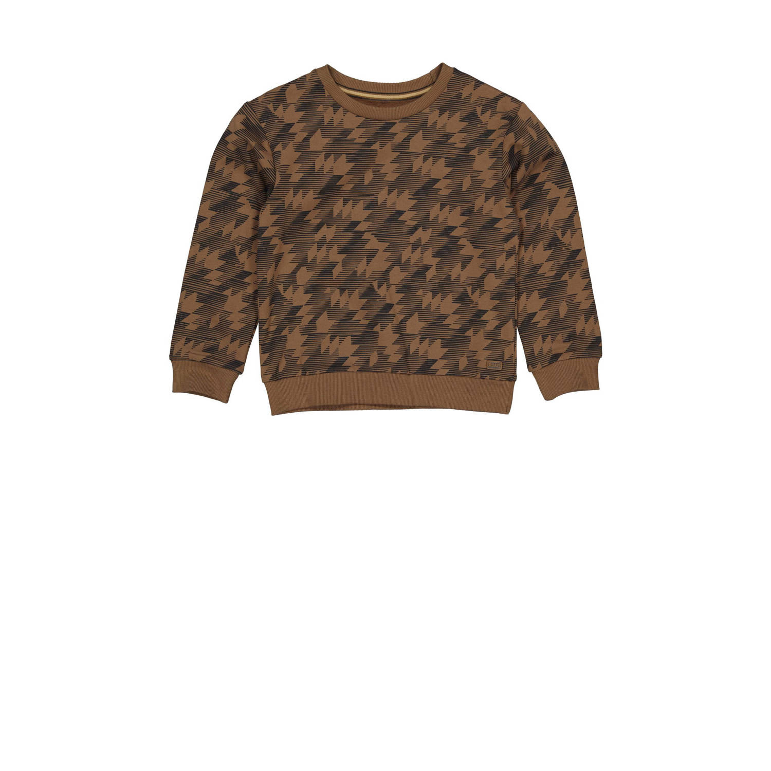 Quapi sweater AHREM met all over print bruin grijs