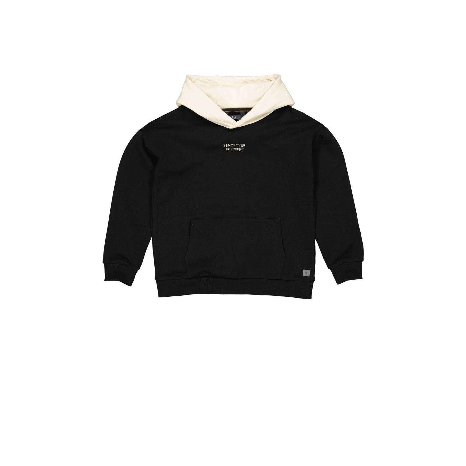 LEVV hoodie FONS met tekst zwart wit Sweater Tekst 140