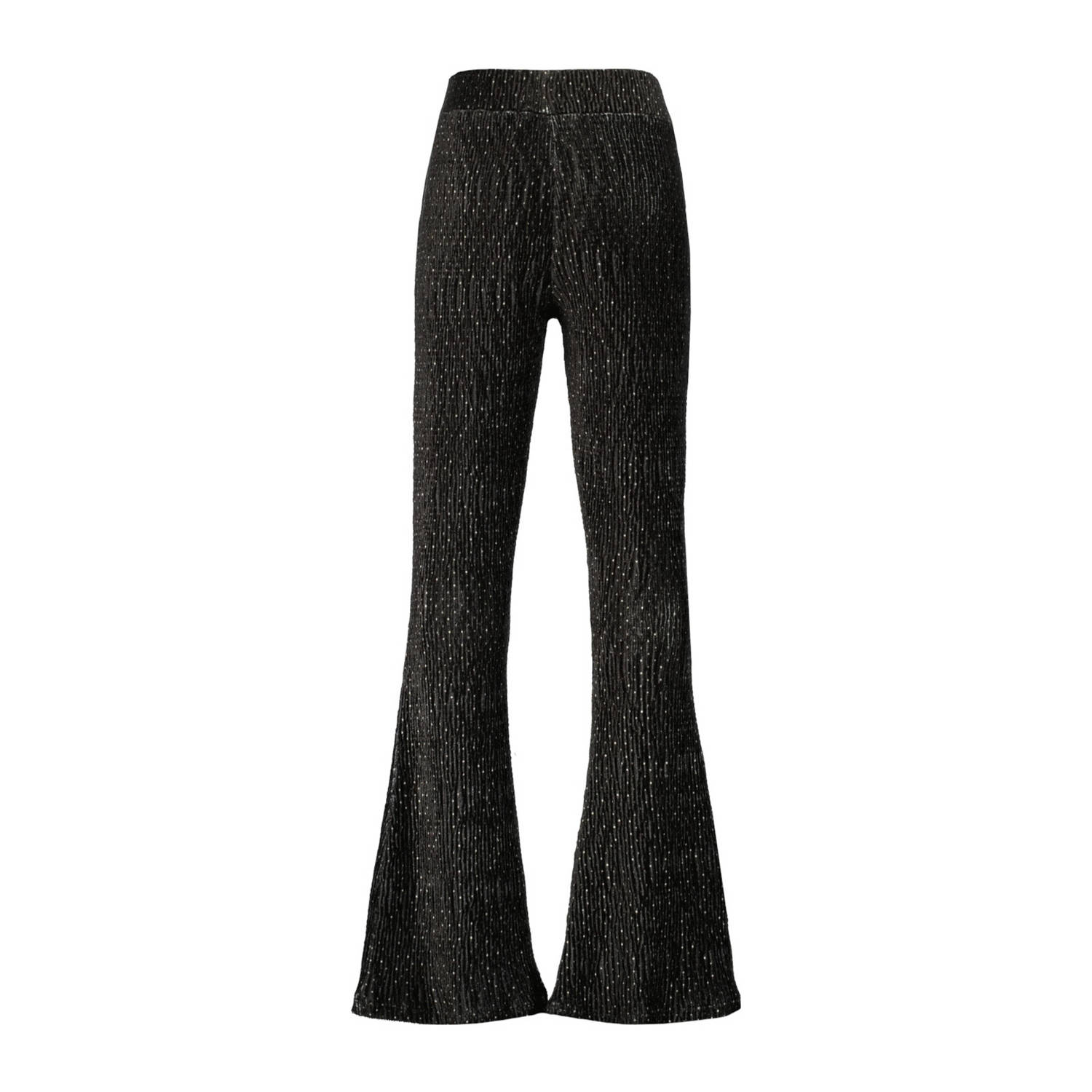 Vingino high waist flared broek Sanna met glitters zwart goud