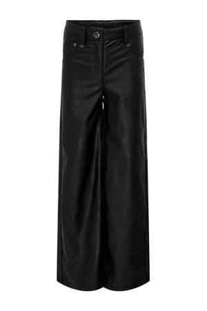 imitatieleren wide leg broek KOGHOPE-MADY zwart