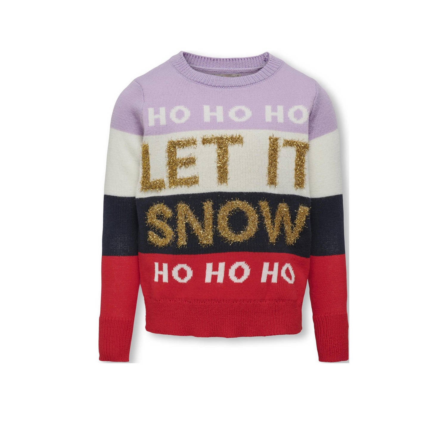 ONLY KIDS GIRL gebreide kersttrui KOGXMAS SNOW lila multicolor