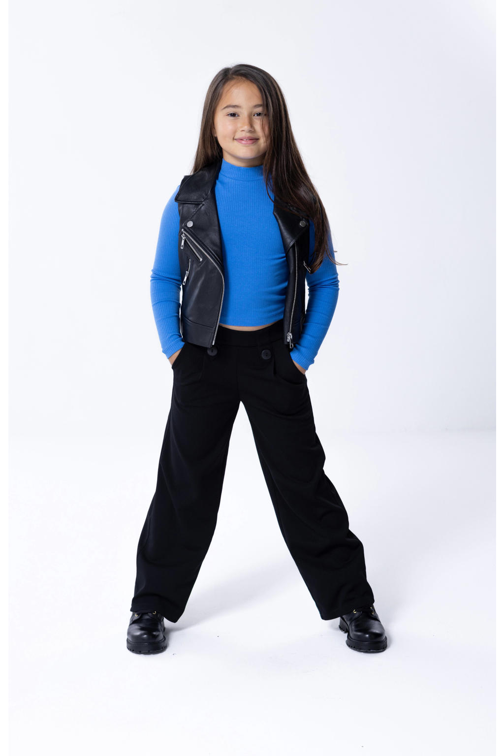 KIDS ONLY GIRL imitatieleren gilet KOGVERA zwart