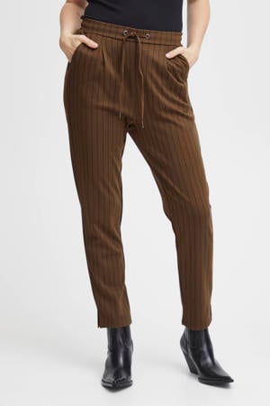 regular fit pantalon FRBLENDA met krijtstreep bruin