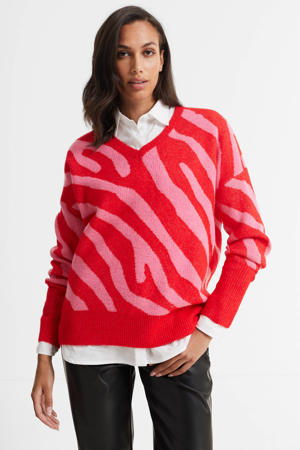 trui met zebraprint rood/roze