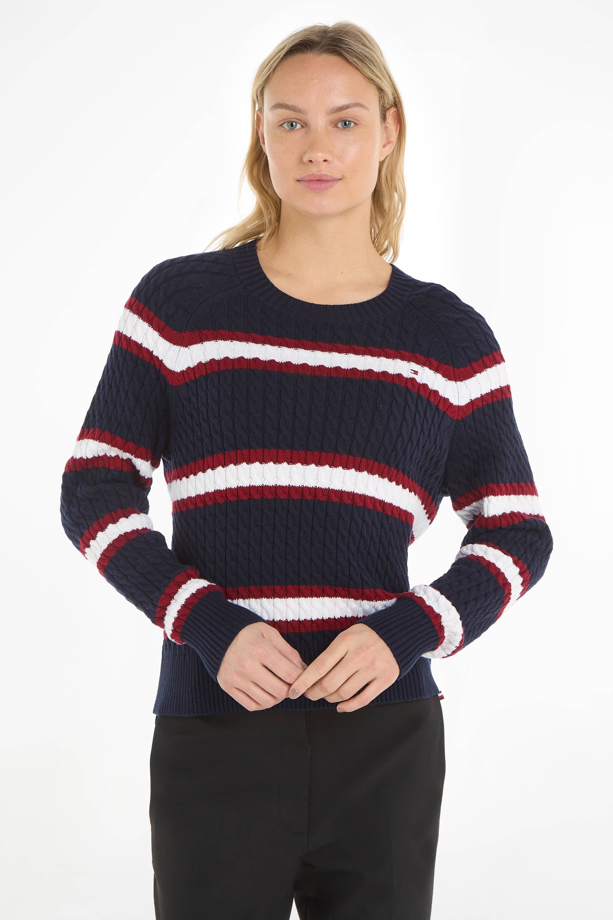 Tommy Hilfiger gestreepte trui donkerblauw wit rood wehkamp