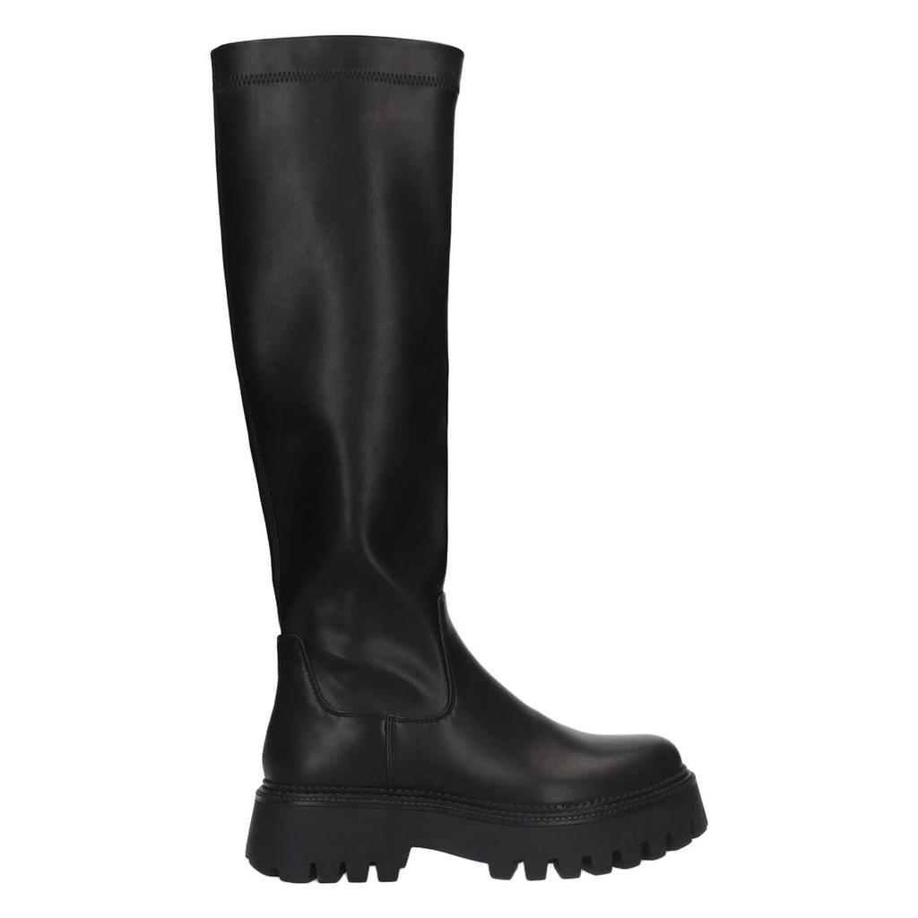 Zwarte dames Sacha chunky laarzen van synthetisch materiaal met halve rits