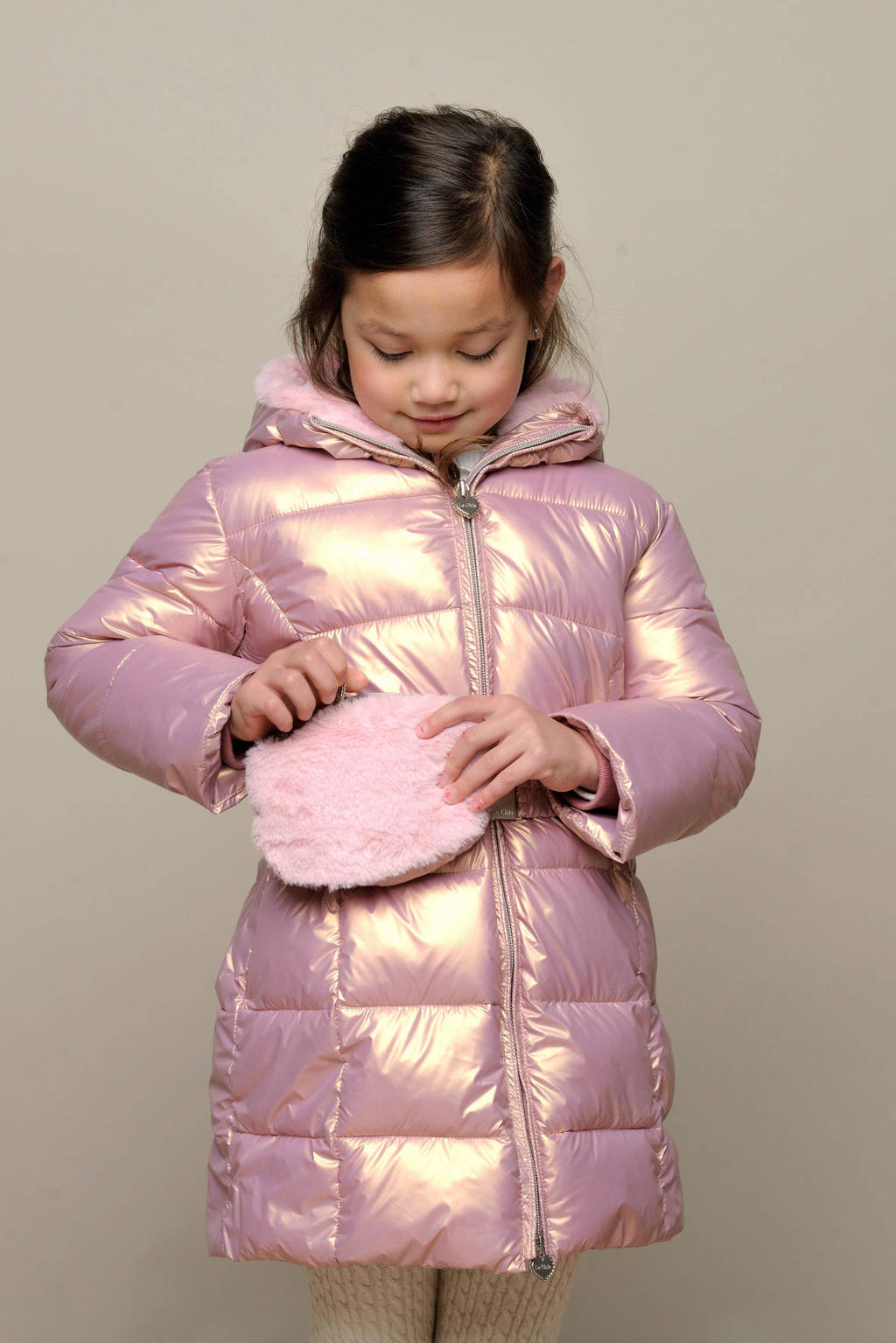 Le Chic gewatteerde winterjas van gerecycled polyester roze metallic | wehkamp