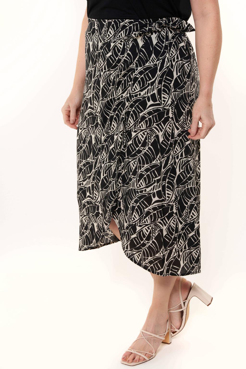 MS Mode midi rok met all over print zwart/ecru | wehkamp