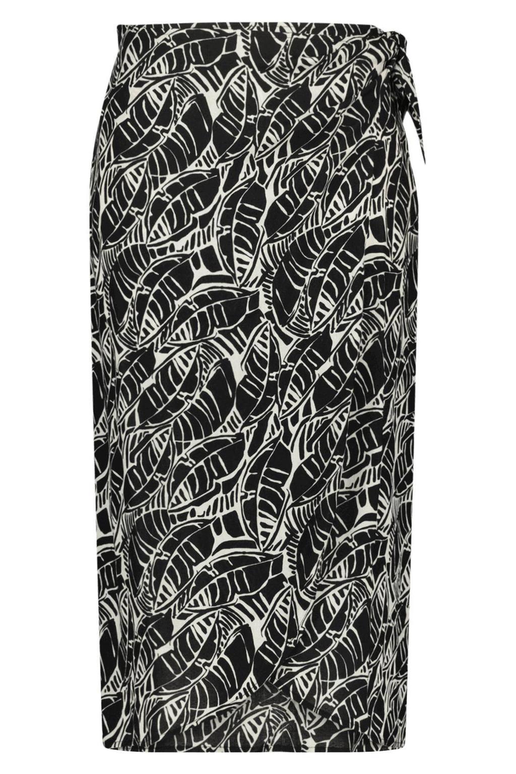 MS Mode midi rok met all over print zwart/ecru | wehkamp