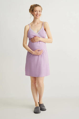 zwangerschaps- en voedingsnachthemd lila