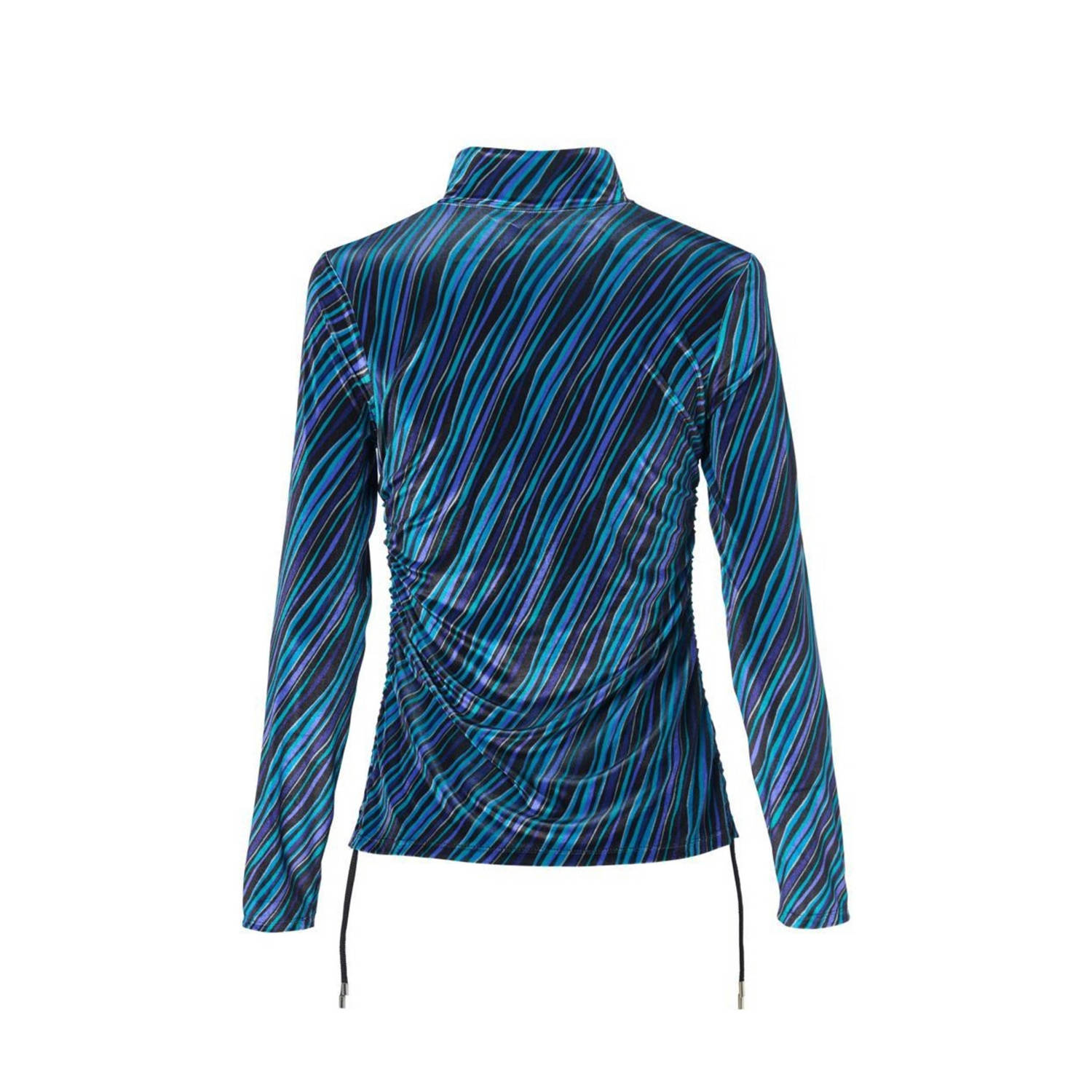Mart Visser jersey top Ella met all over print en plooien paars turquoise zwart