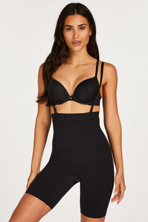 high waist corrigerende short zwart