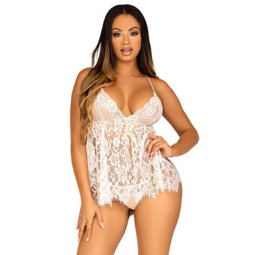 Leg Avenue kanten babydoll met string wit afbeelding