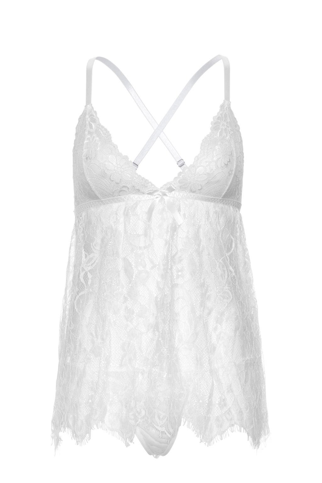 Leg Avenue babydoll met string wit | wehkamp