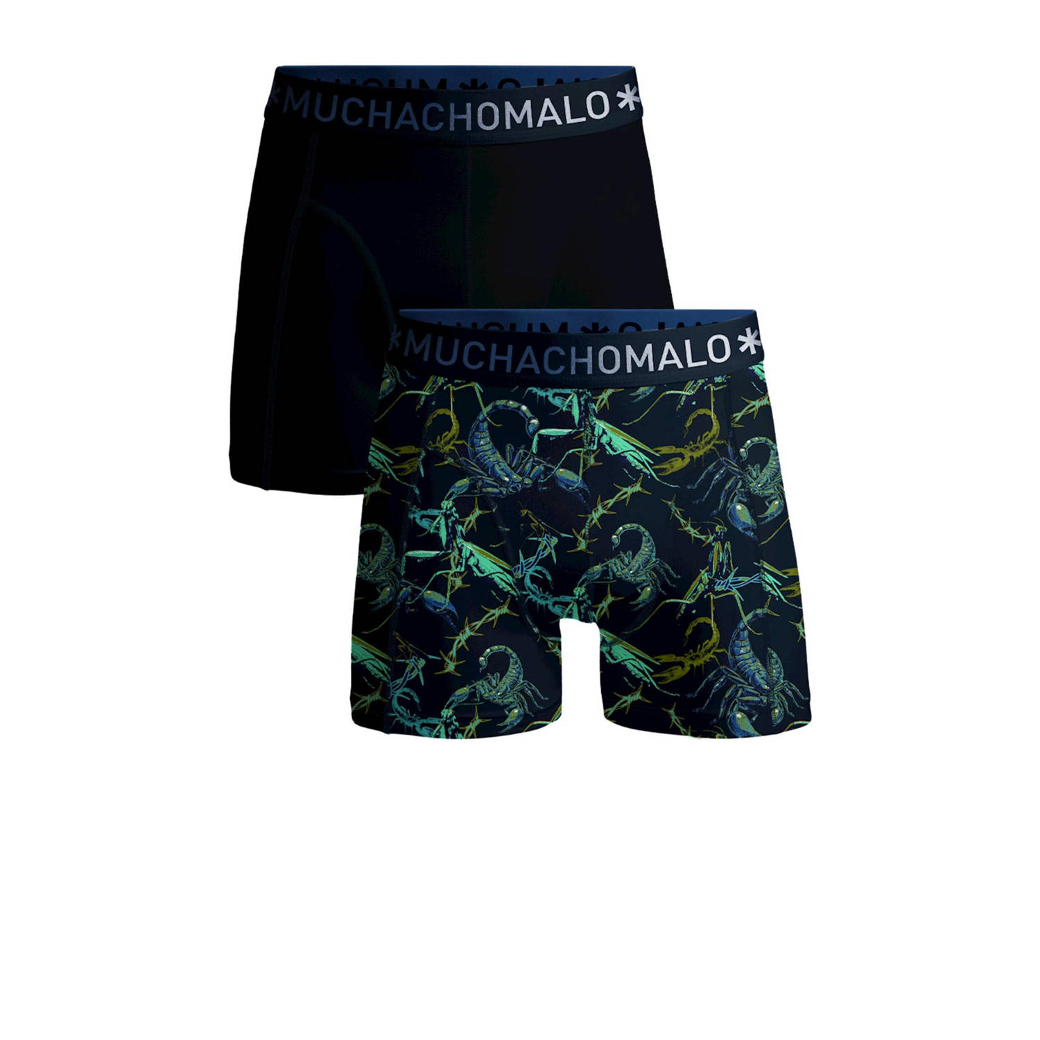Muchachomalo boxershort SCORPION set van 2 zwart groen