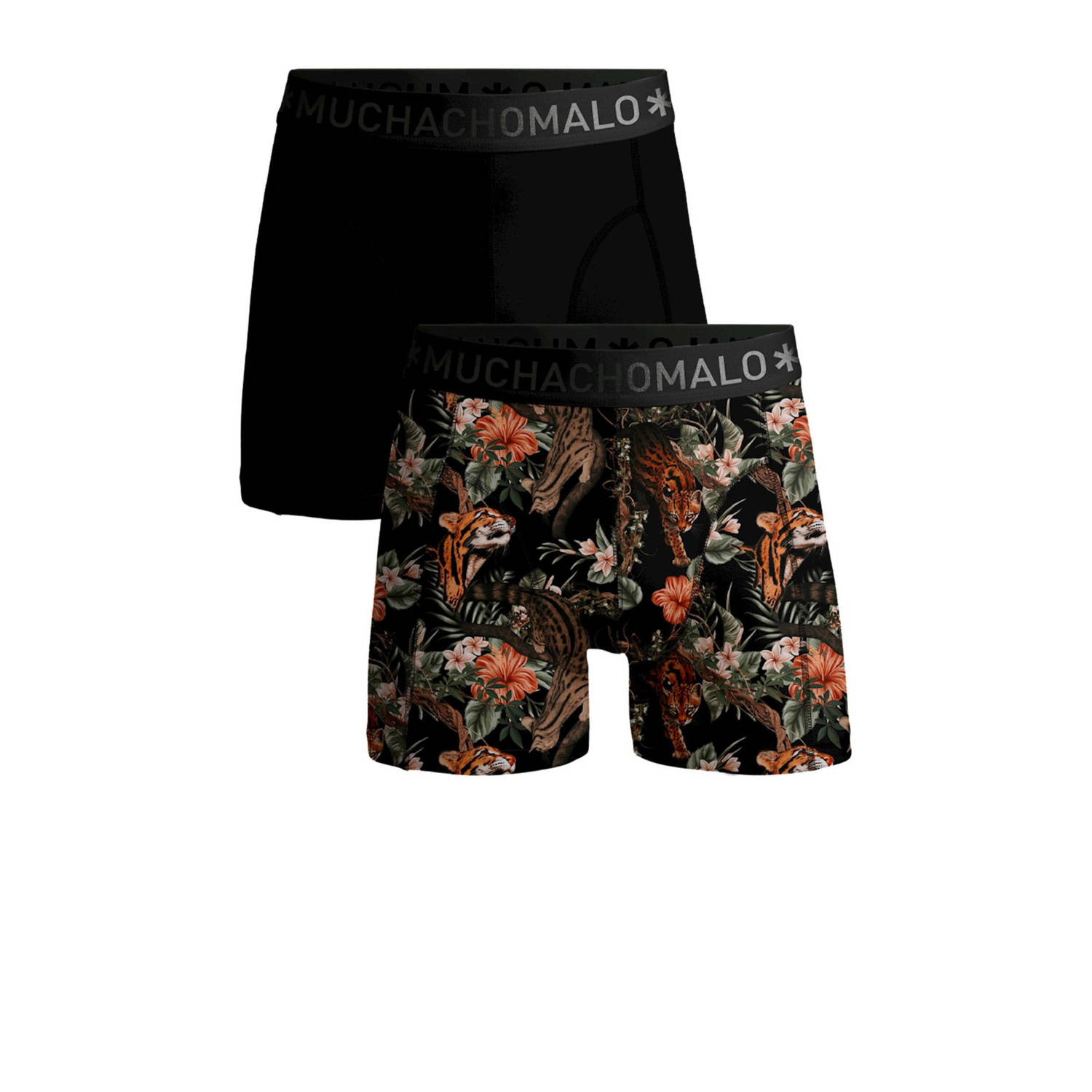 Muchachomalo boxershort OCELOT set van 2 zwart oranje Jongens Modal (duurzaam materiaal) 122 128