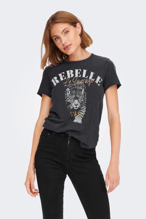 T-shirt ONLLUCY met printopdruk zwart
