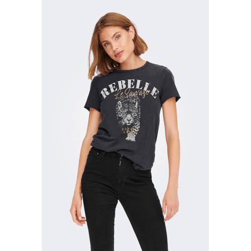 ONLY T-shirt ONLLUCY met printopdruk zwart afbeelding