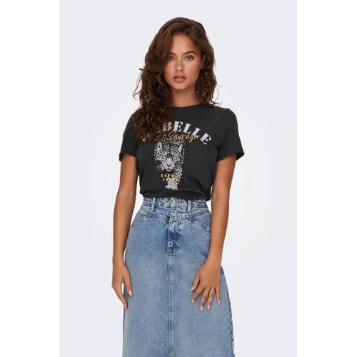 ONLY T-shirt ONLLUCY met printopdruk zwart afbeelding