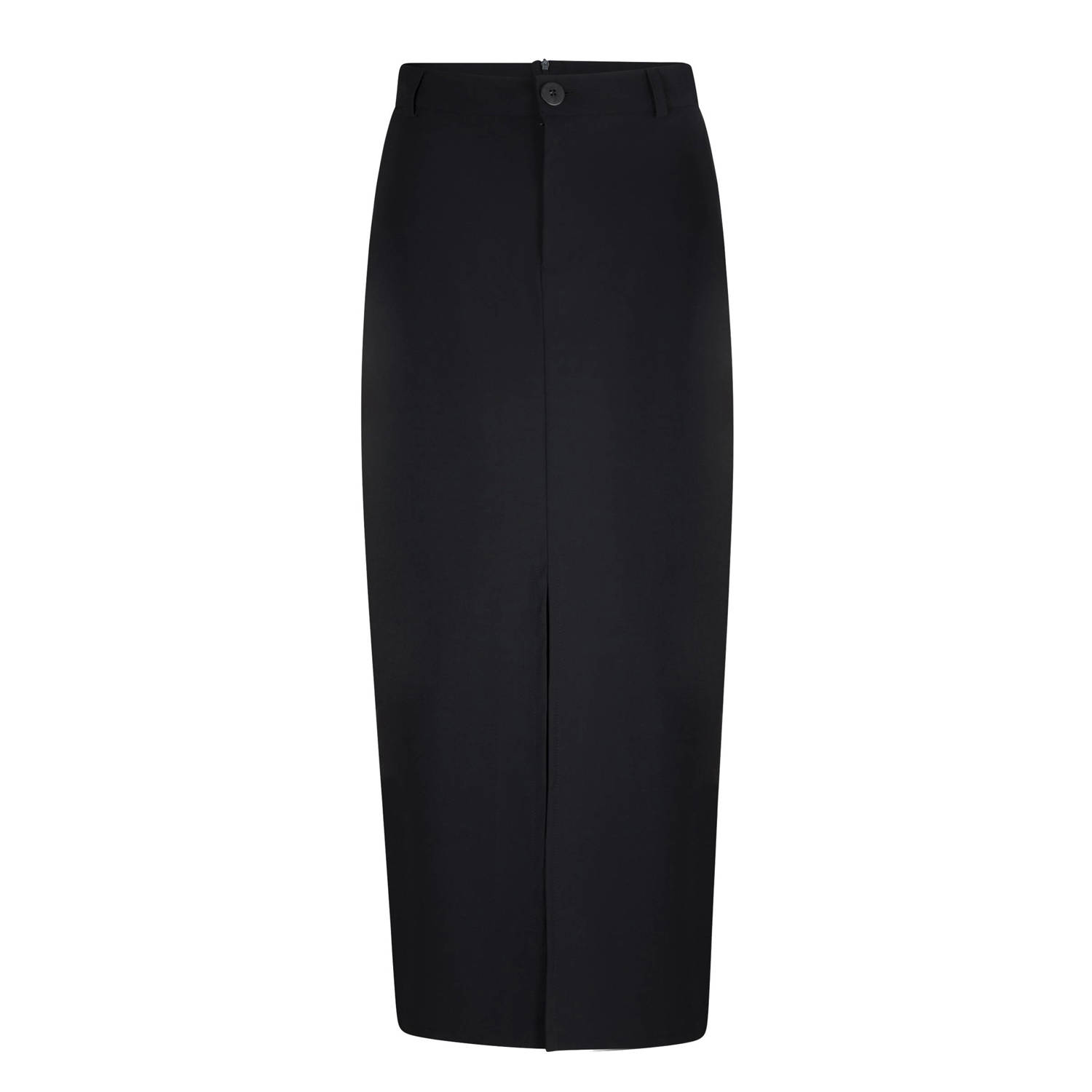 Jane Lushka Trendy Zwarte Rill Rok met Splitdetail Black Dames