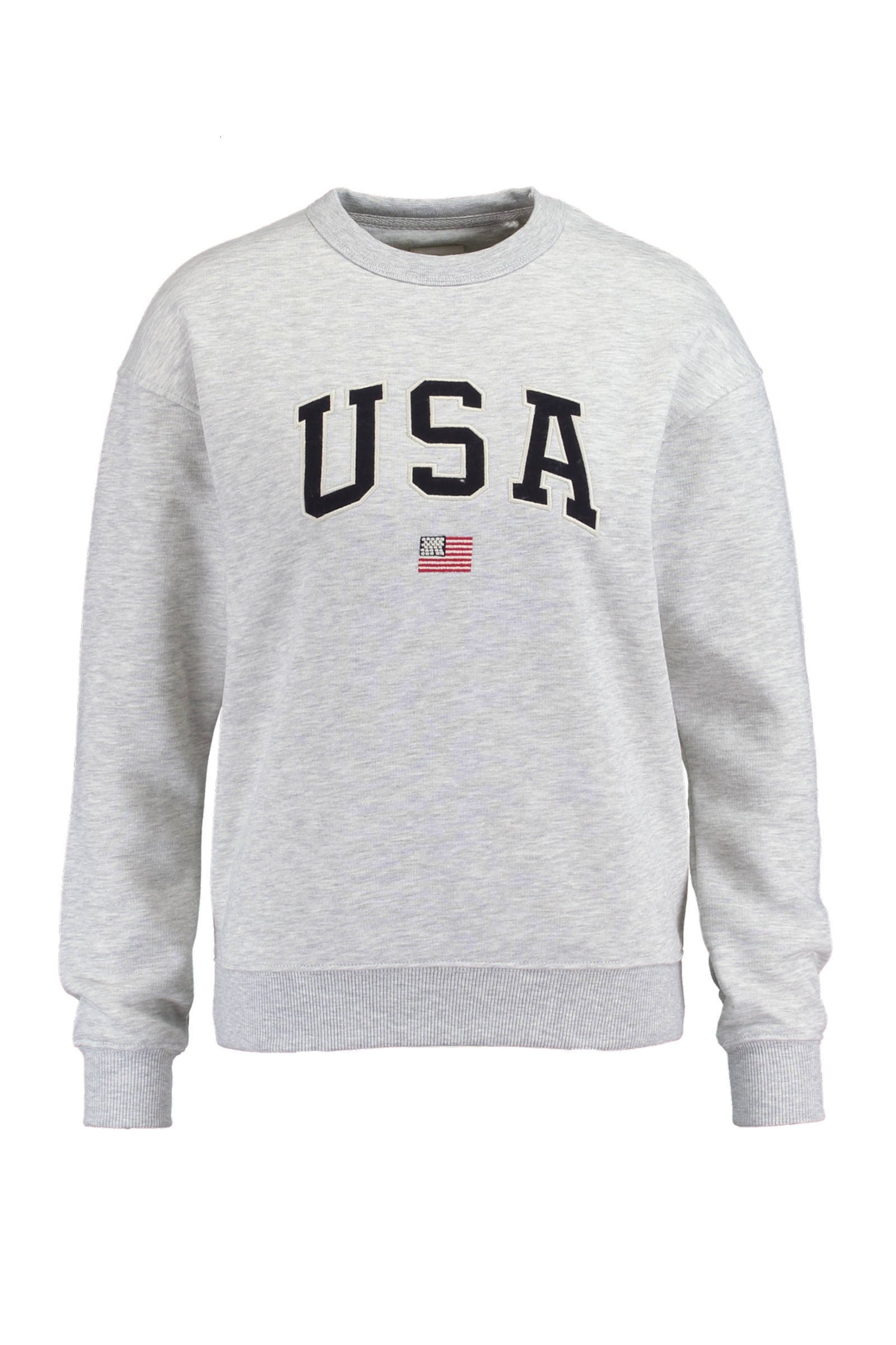 America Today gem leerde sweater lichtgrijs wehkamp