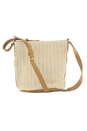 gevlochten schoudertas beige