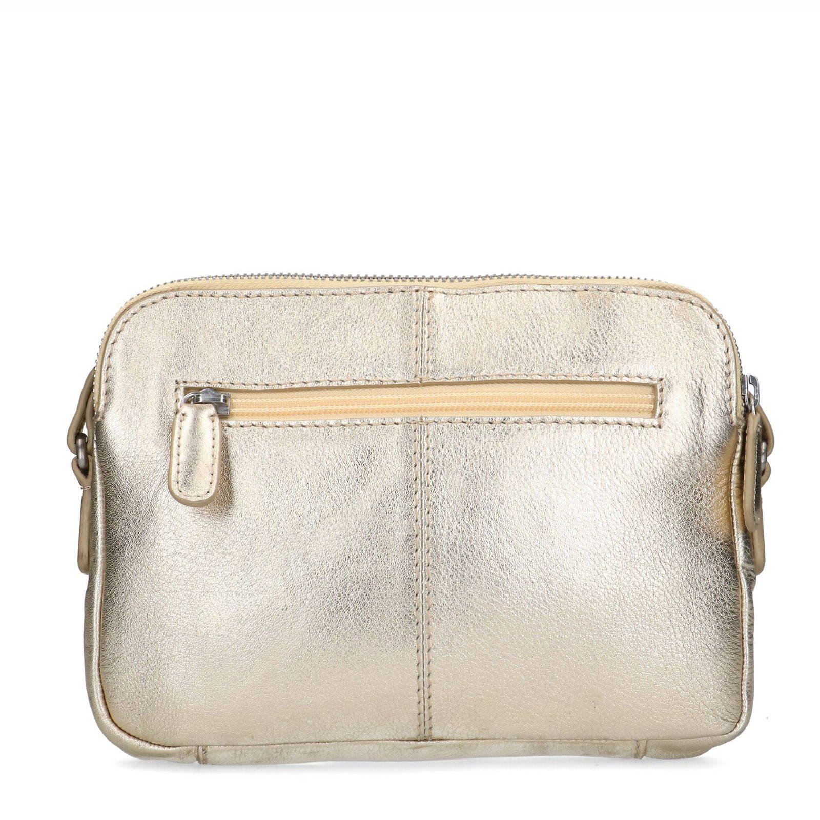 Manfield leren crossbody tas goudkleurig wehkamp