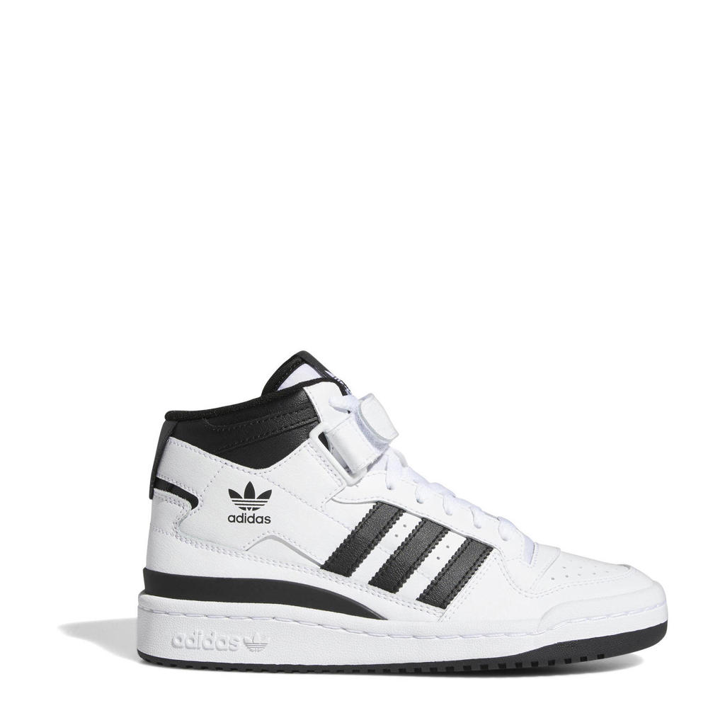 Wit en zwarte jongens en meisjes adidas Originals Forum Mid leren sneakers van leer/voering: mesh/voetbed: eva met veter- met klittenbandsluiting