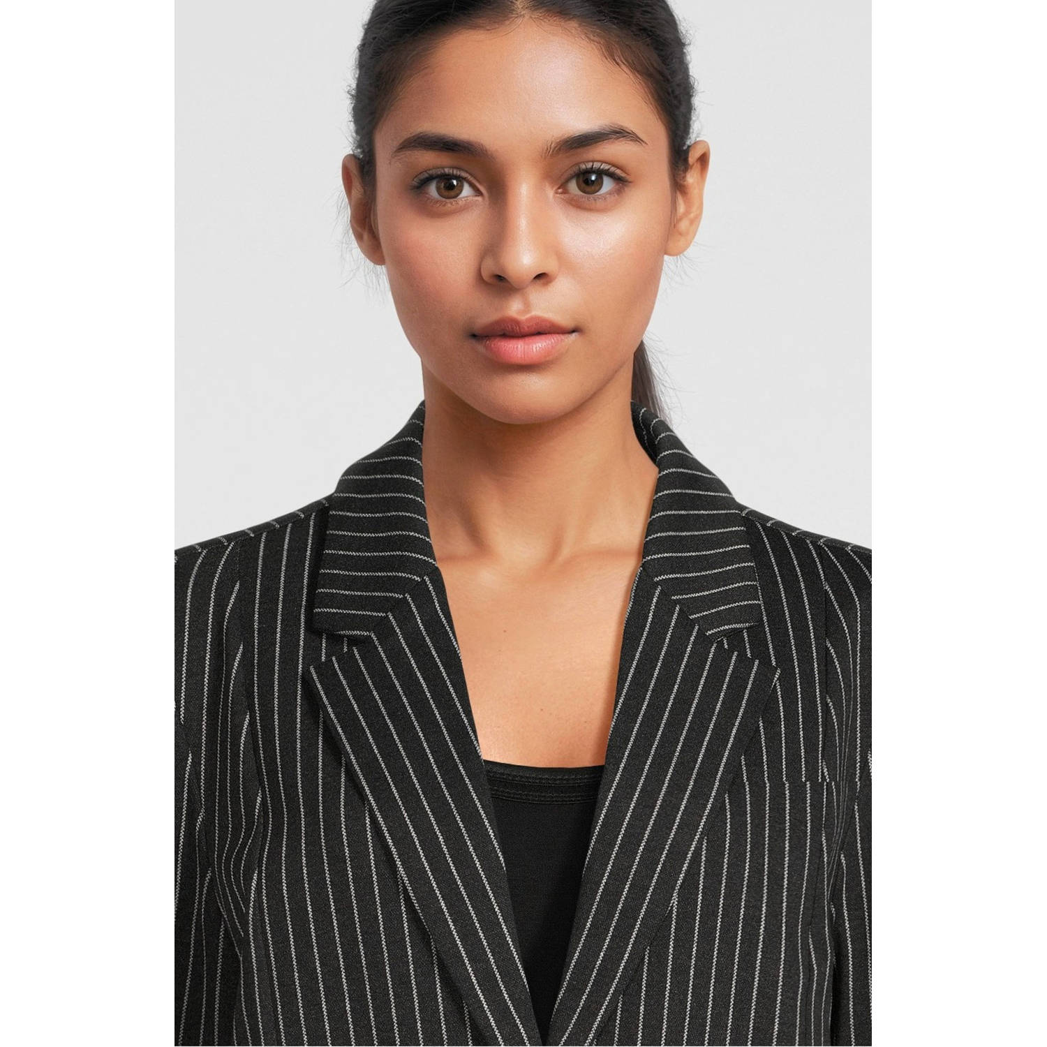 ICHI oversized blazer IXKATE met krijtstreep grijs offwhite