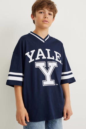 T-shirt Yale University donkerblauw/wit