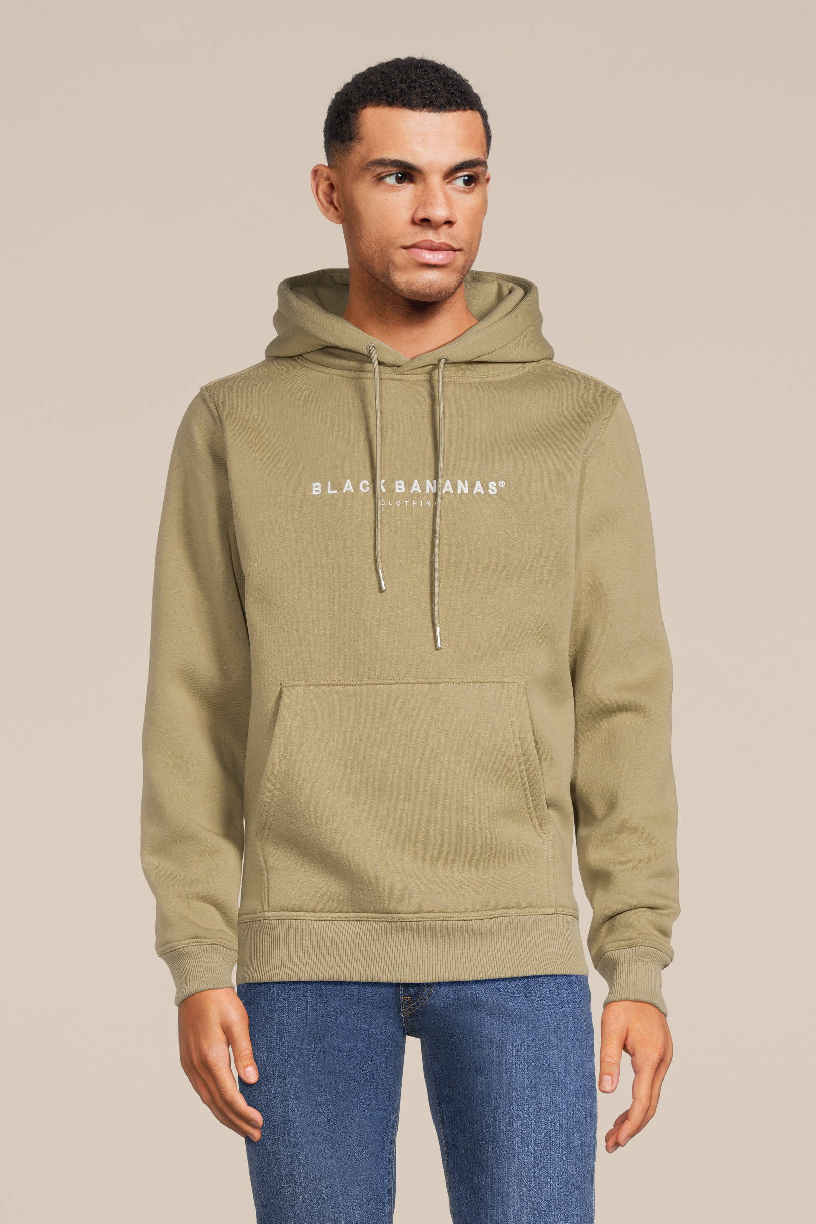 BLACK BANANAS hoodie met logo sand green wehkamp