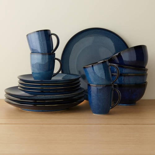 NOUS Living Artisan serviesset (16-delig) - blauw
