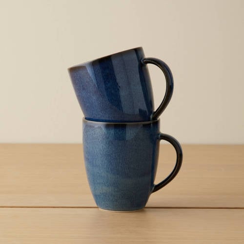 NOUS Living Artisan mok (Ø8 cm) (270 ml) (set van 2) - blauw