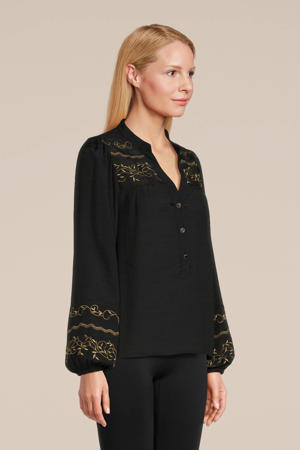 blousetop met borduursels zwart/goud