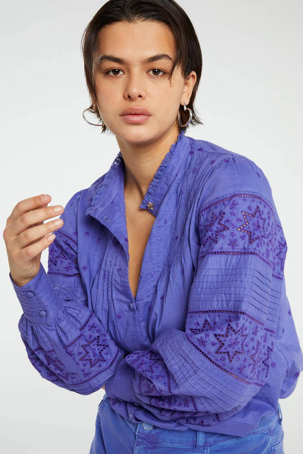 Fabienne Chapot blouse Fionna van biologisch katoen paars | wehkamp
