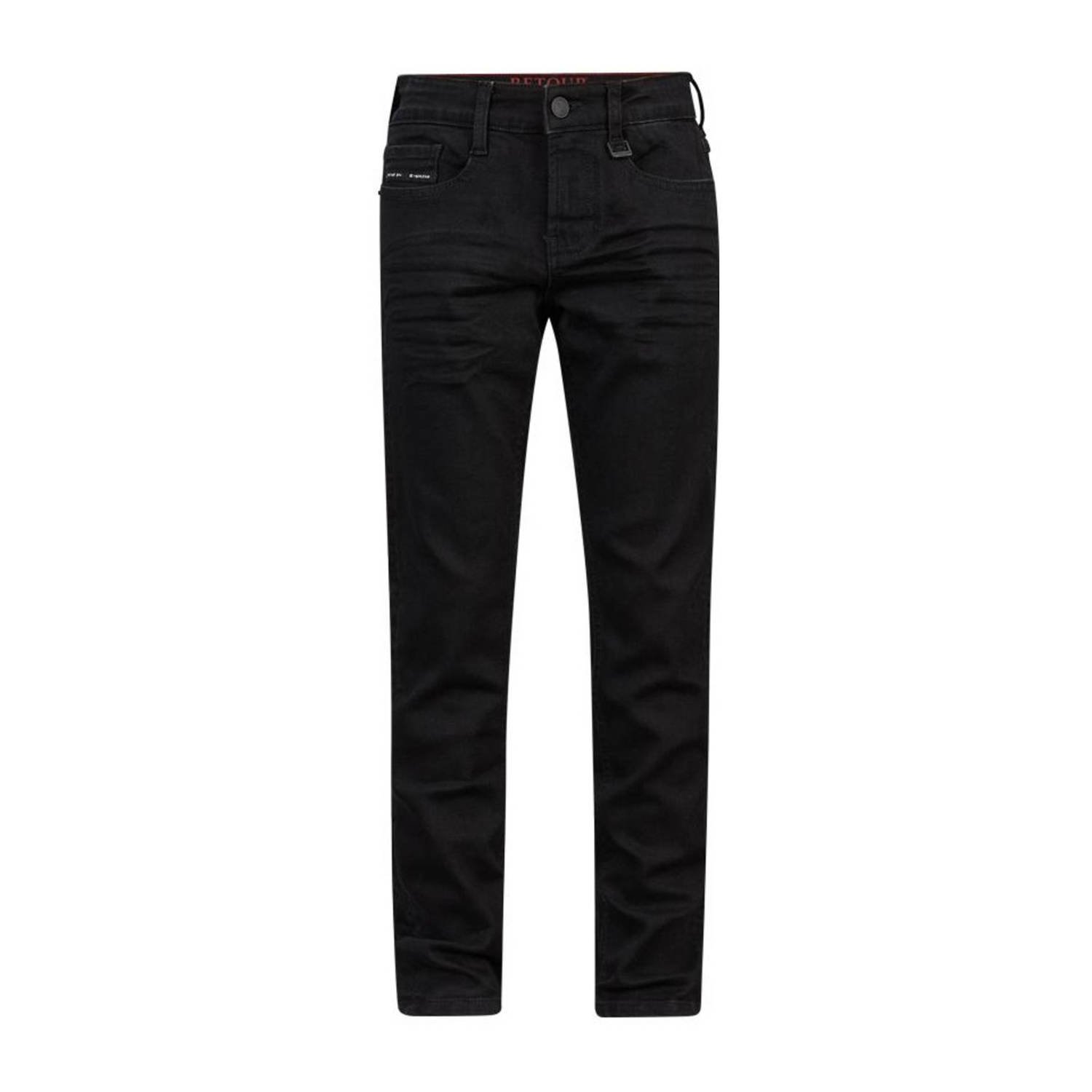 Retour Denim straight fit jeans Wulf black out Zwart Jongens Stretchdenim 110