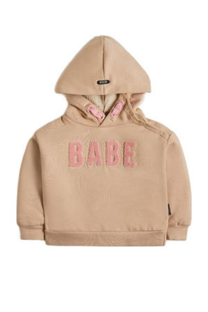 hoodie Veda met tekst beige