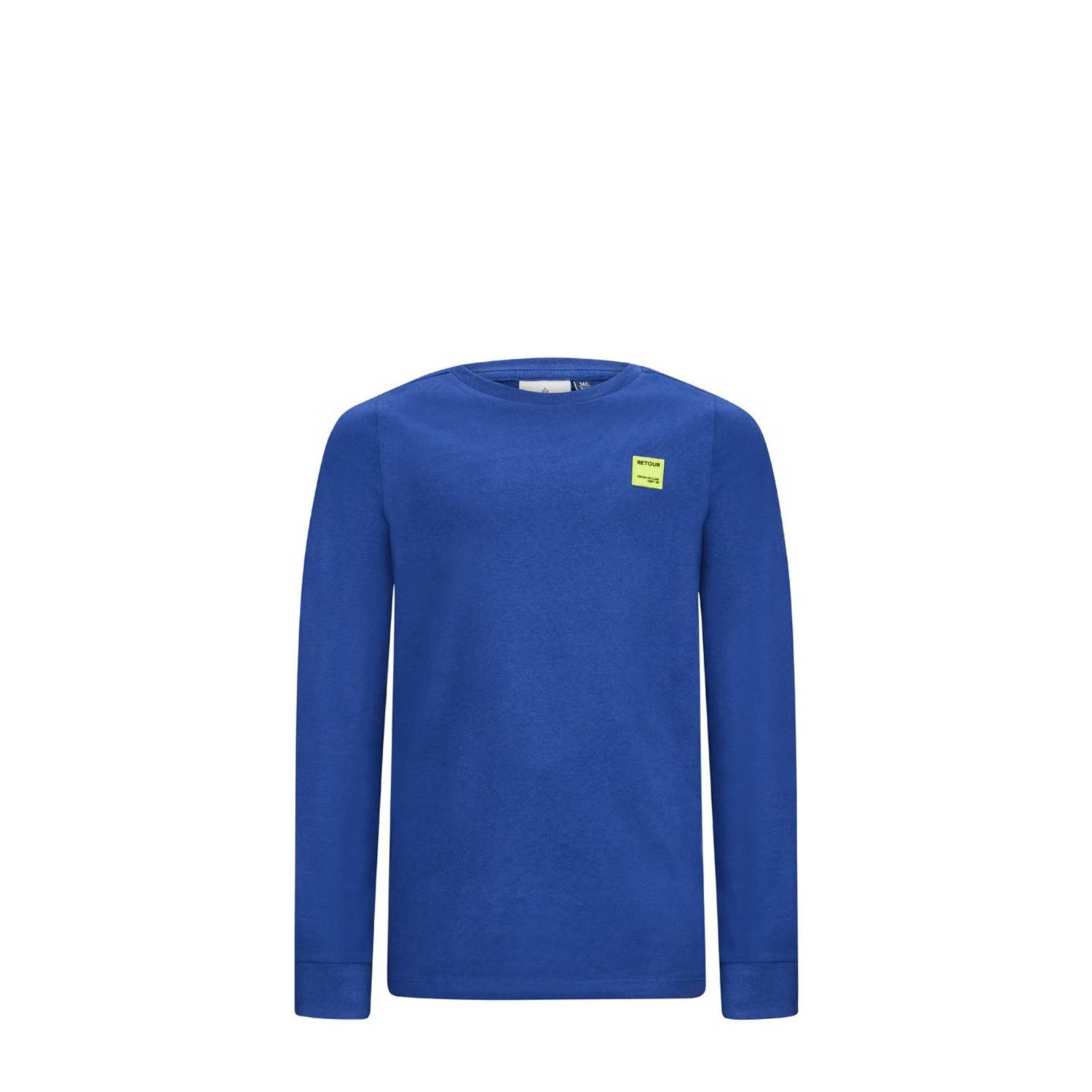 Retour Jeans longsleeve Ossian met backprint hardblauw Jongens Katoen Ronde hals 122 128