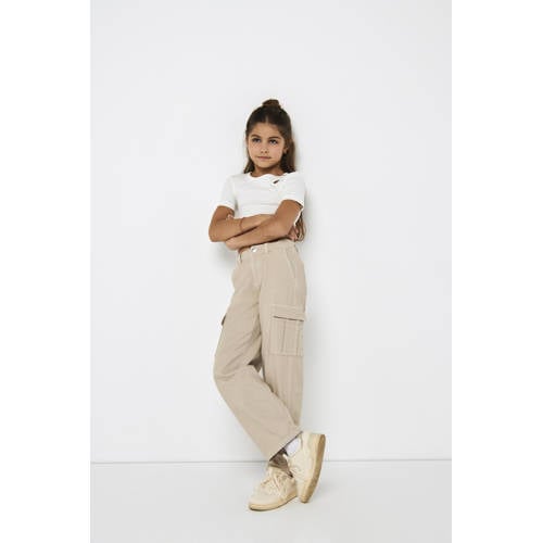 KIDS ONLY GIRL straight fit cargobroek KOGYARROW-VOX ecru afbeelding