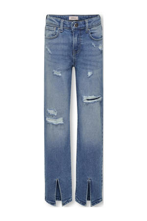 wide leg jeans KOGASTRID met slijtage medium blue denim
